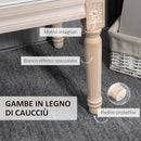 Panca Fondo Letto Imbottita Stile Vintage 117x40x48 cm in Tessuto e Gambe in Legno Crema  