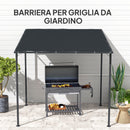 Gazebo Pergola Addossata Inclinata con Chiusure a Strappo 238x238x235-194 cm Grigio Scuro    