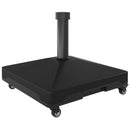 Base per Ombrellone Riempibile a Rotelle 45x45x40 cm in HDPE e Acciaio Nero   