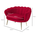 Divano 2 Posti 130x77x77 cm in Velluto Rosso Scuro  