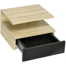 Set di 2 Comodini Sospesi Moderni con Cassetto e Mensola Superiore 35x32x22,5 cm  Rovere e Nero