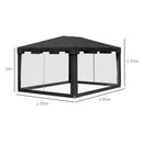 Gazebo  Pieghevole con Zanzariera e 2 Ingressi 4x3m in Metallo e PE Grigio Scuro