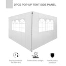 Set 2 Pareti Laterali per Gazebo 3x3 m Pieghevoli 295x200 cm in tessuto Oxford con Finestre Bianco