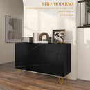 Mobile Contenitore con 2 Armadietti e Ripiano Regolabile 120x40x75 cm in Truciolato e Metallo Nero e Oro