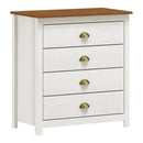 Mobiletto con cassettiera design provenzale 80x85 cm 80x40,5x85 cm in legno bianco/noce-3