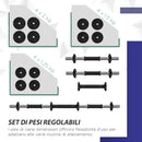 Set 2 in 1 con 2 Manubri Convertibili in Bilanciere Peso Totale 20 kg Nero    