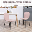 Set 2 Sedie Imbottite 50x56x83 cm in Tessuto e Acciaio Rosa