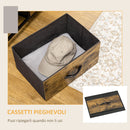 Cassettiera 6 Cassetti in Tessuto Stile Industriale 84x30x92 cm Marrone Rustico  