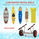 Carrello per Kayak e SUP Max 100 kg Larghezza Regolabile e Ruote Ø25 cm in Alluminio Nero