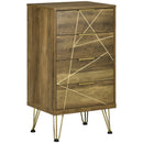 Cassettiera 4 Cassetti 48x21x79 cm in Truciolato Legno e Oro