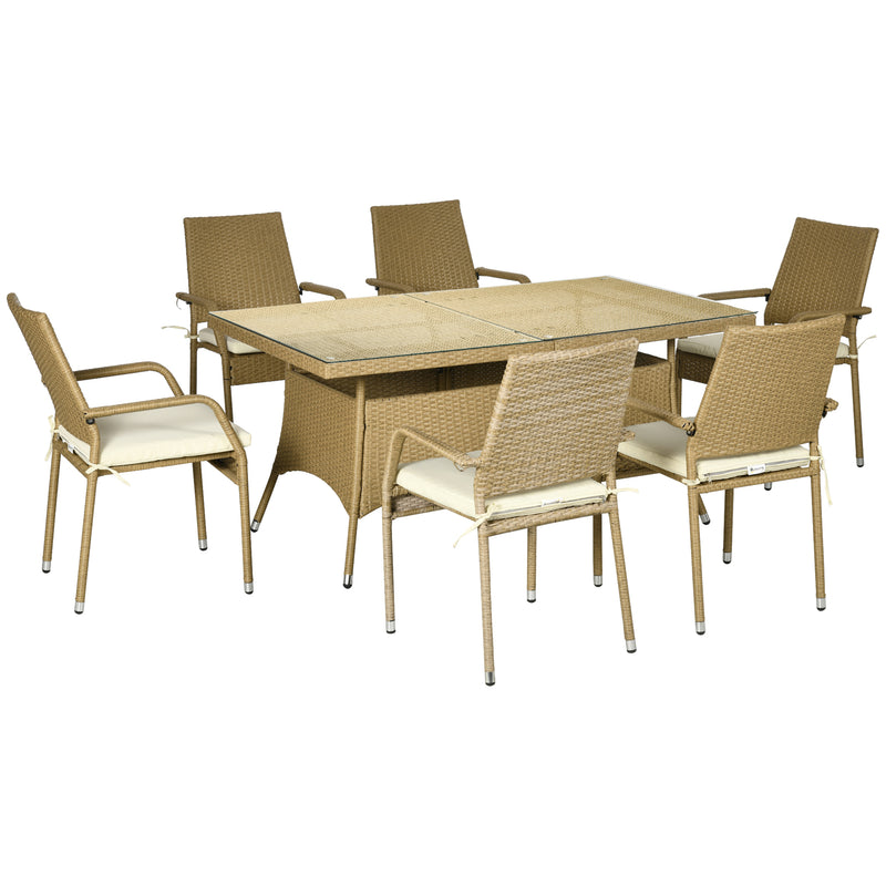 Set Tavolo e Sedie da Giardino in in Rattan Sabbia e Beige