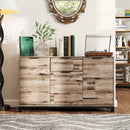 Credenza Buffet in stile Industriale 120x36.5x70 cm con Cassetto e 3 Armadietti in Legno Marrone    