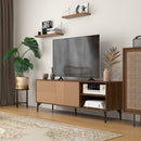 Mobile TV Fino a 65"" 2 Ante 2 Ripiani Aperti 150x40x56 cm in Legno Truciolare Marrone