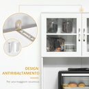 Mobile Dispensa da Cucina 80x48x170 cm con Ante in Vetro Bianco   