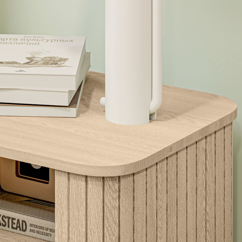 Set 2 Comodini Stile Nordico 48x40x48 cm in Legno Canettato Rovere e Nero  