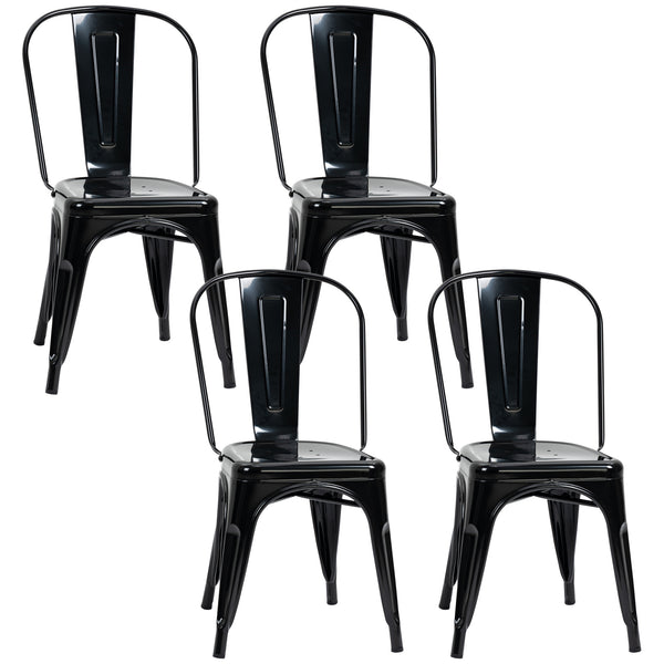 Set 4 Sedie da Cucina Impilabili 53x45x85 cm in Acciaio Nero acquista