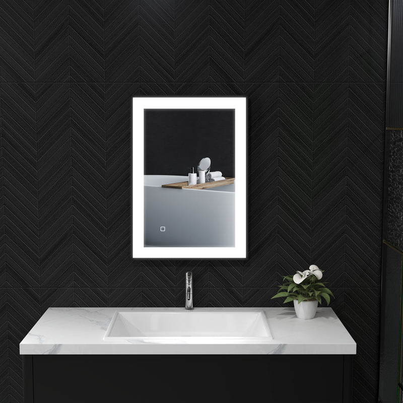 Specchio da Bagno 70x3x50 cm Illuminato a LED 3 Tonalità Cornice in Alluminio Nero  