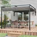 Pergola Gazebo  con Tettuccio Retrattile e Fori di Drenaggio 3x4m in Acciaio e Poliestere Grigio