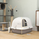 Lettiera per Gatti Chiusa 58x46x39 cm con Gattaiola e Paletta in PP Grigio Chiaro e Bianco  