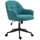 Sedia da Ufficio Girevole ad Altezza Regolabile 63x66x86-96 cm in Tessuto Effetto Lino e Acciaio Verde Scuro