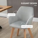 Set 2 Sedie Imbottite 54x57x80 cm in Velluto e Legno Grigio