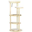 Tiragraffi per Gatti a Torre Ø54x123,5 cm con Letto e Posatoi in Truciolato e Legno di Pino Rovere