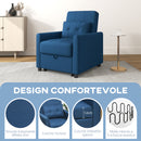 Poltrona Letto Reclinabile su 3 Livelli con Cuscino Extra 69x82x85 cm Blu  
