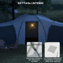 Tenda da Campeggio 6 Posti Impermeabile con 3 Aree Notte Soggiorno e Portico in tessuto Oxford Grigio-5