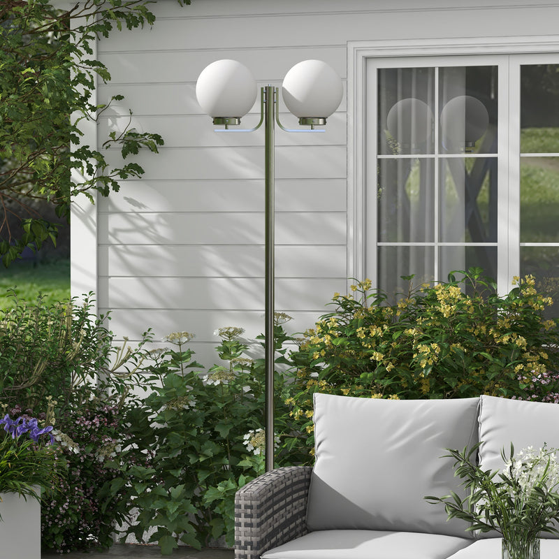 Lampione da Giardino con Paralumi a forma Sferica 63x25x210 cm in Acciaio Inox e Acrilico Argento