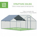 Pollaio Gabbia per Galline 300x400x195 cm in Metallo con Copertura in Tessuto Oxford Argento