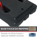 Canestro Basket Autoportante 210-260 cm Altezza Regolabile  e Ruote in Acciaio Rosso
