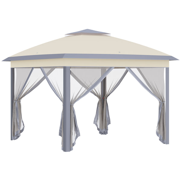 Gazebo Pieghevole da Giardino 3,3x3,3x2,88m con Zanzariera in Acciaio e Tessuto Oxford Beige acquista