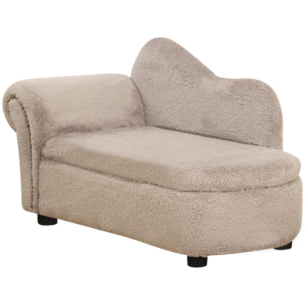 acquista Cuccia Divano per Cani con Vano Contenitore 80x40x46 cm Rivestimento Morbido Beige