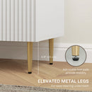 Credenza Moderna 120x40x89,5 cm con 3 Cassetti e 2 Armadietti in Legno e Metallo Bianco  