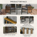 Set Tavolino e 2 Sedie da Giardino  in Acciaio e Rattan Grigio