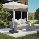 Base per Ombrellone da Giardino 3.5 m con Maniglie 49x49x36,5 cm in HDPE e Acciaio Nero
