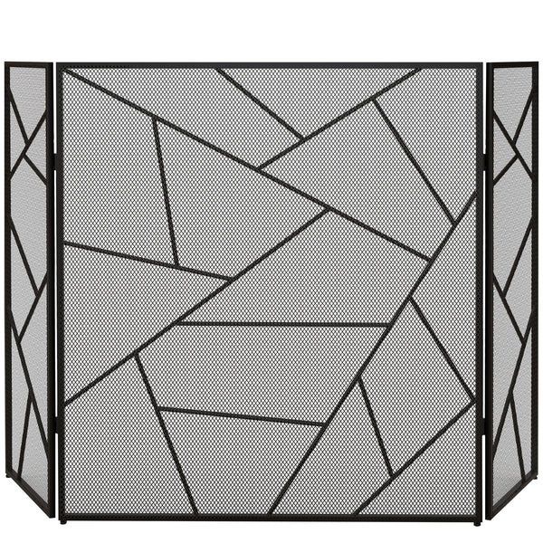 Parascintille con Antine 135x1,2x85 cm Pieghevole a 3 Pannelli Design Geometrico in Acciaio Nero prezzo