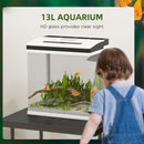 Acquario con LED 13 Litri 29x20x30,5 cm con Fori di Ventilazione in Vetro HD e ABS