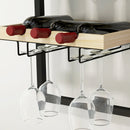 Portabottiglie da Parete per 15 Bottiglie e 4 Calici 35x25x86cm in Legno e Acciaio 