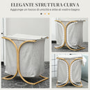 Cesto Portabiancheria 2 Sezioni con Coperchio 55x40x62 cm in Bambù e Poliestere Grigio 