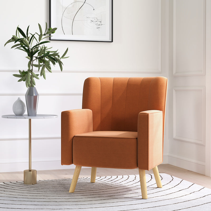 Poltrona Moderna da Camera 70x76x92 cm in Tessuto Effetto Velluto Marrone 