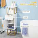 Mobile a Colonna Bagno 30x30x105 cm in Legno e Metallo Bianco