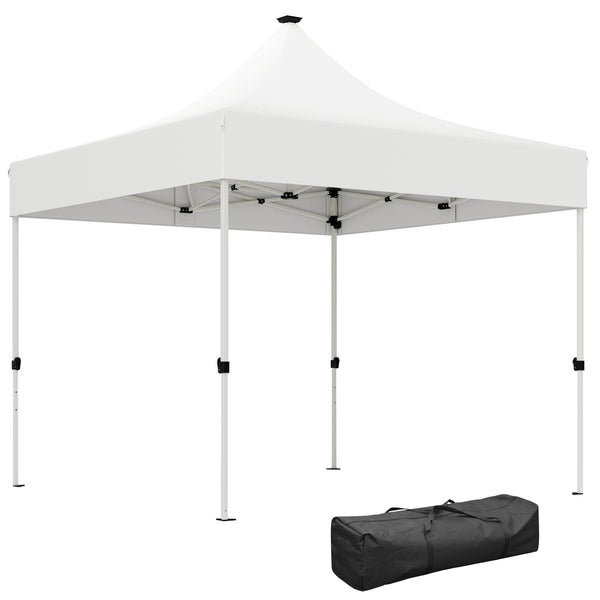Gazebo da Giardino Pop Up 300x300x340 cm con Luci LED Solari e Altezza Regolabile Bianco sconto