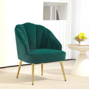 Poltrona a Conchiglia Stile Art Deco 63x65x84 cm in Velluto Verde  
