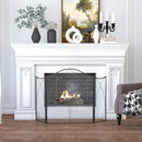 Parascintille con Antine 126x2x76 cm Pieghevole a 3 Pannelli in Metallo Nero 