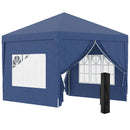 Gazebo Pieghevole da Giardino 2,95x2,95x2,58m in Acciaio e Tessuto Oxford Blu