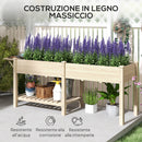 Fioriera Rialzata 207x59x78 cm con Tavolino Laterale e Ripiano Inferiore in Legno di Abete   