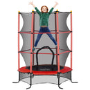 Trampolino Elastico per Bambini da 3 Anni Ø160 cm con Rete di Protezione Rosso e Nero 