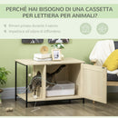 Lettiera per Gatti a Mobile 80x48x55 cm in Legno e Acciaio Quercia