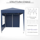 Gazebo Pieghevole Pop Up 2x2m in Poliestere e Acciaio Blu